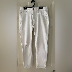 Articles of Society White Denim Distressed Jeans, Frayed or Raw Hem, 27